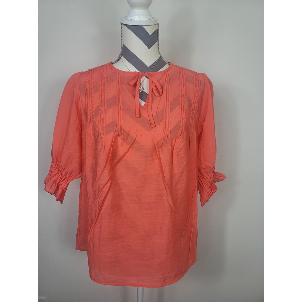 NWT Sam Edelman Size M Women's Marlie Pintuck Blouse Peasant Boho Cottagecore